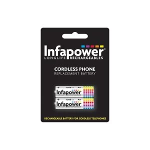 Image of Infapower Rechargeable Ni-MH Battery for Cordless Telephones 2 x AA 1.2v 1300mAh