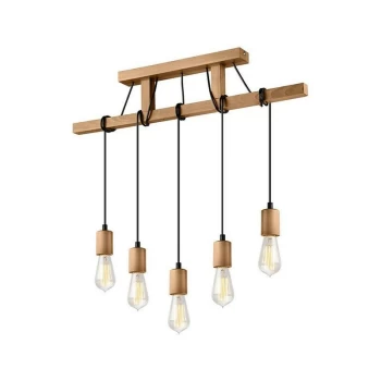 Image of Leon Industrial Bar Pendant Ceiling Light Olive , 5x E27