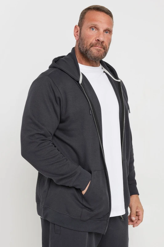 Image of BadRhino BadRhino Men Zip Through Diamond Quilted Hoodie in Grey Size: X-Large Grey XL Male 5063111744145