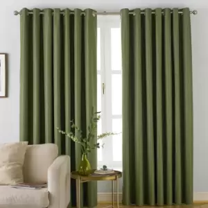 Image of Moon Premium Thermal Blackout Eyelet Curtains Khaki, Khaki / 229 x 183cm