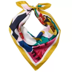 Image of Joules Womens Liv Printed Square Scarf Dark Green Florals