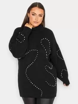 Image of Yours Embellished Batwing Sleeve Jumper - Black, Size 18-20, Women