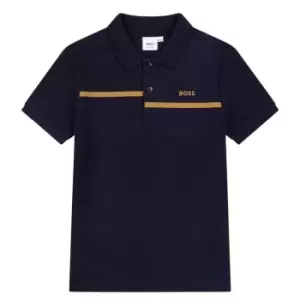 Image of Boss Gold Logo Polo Shirt - Blue
