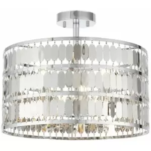 Image of Loops - Low Ceiling Light Hex Chrome Shade Round Modern Dimmable Feature Fitting