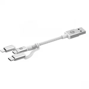 Image of Mophie Charge And Sync Cable USB-A To Micro/USB-C/LTG 1M White