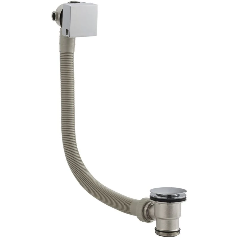 Image of nuie Square Slimline Freeflow Bath Filler - Chrome, Silver E317