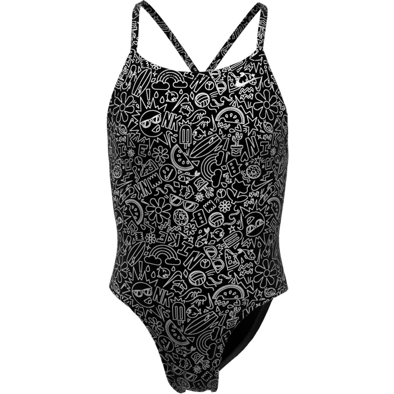 Image of Nike Tie Back Swimsuit Juniors - Black S