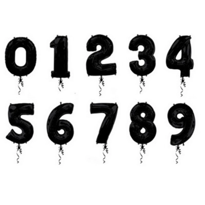 Image of Amscan Black Supershape Number Balloons Black (9)