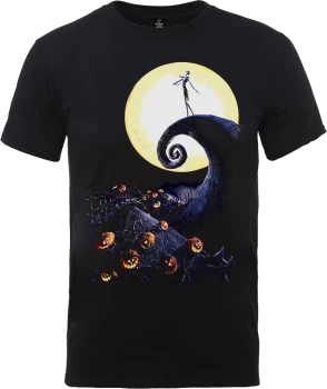 Image of Disney The Nightmare Before Christmas Jack Skellington Pumpkin King Colour Black T-Shirt - XS - Black