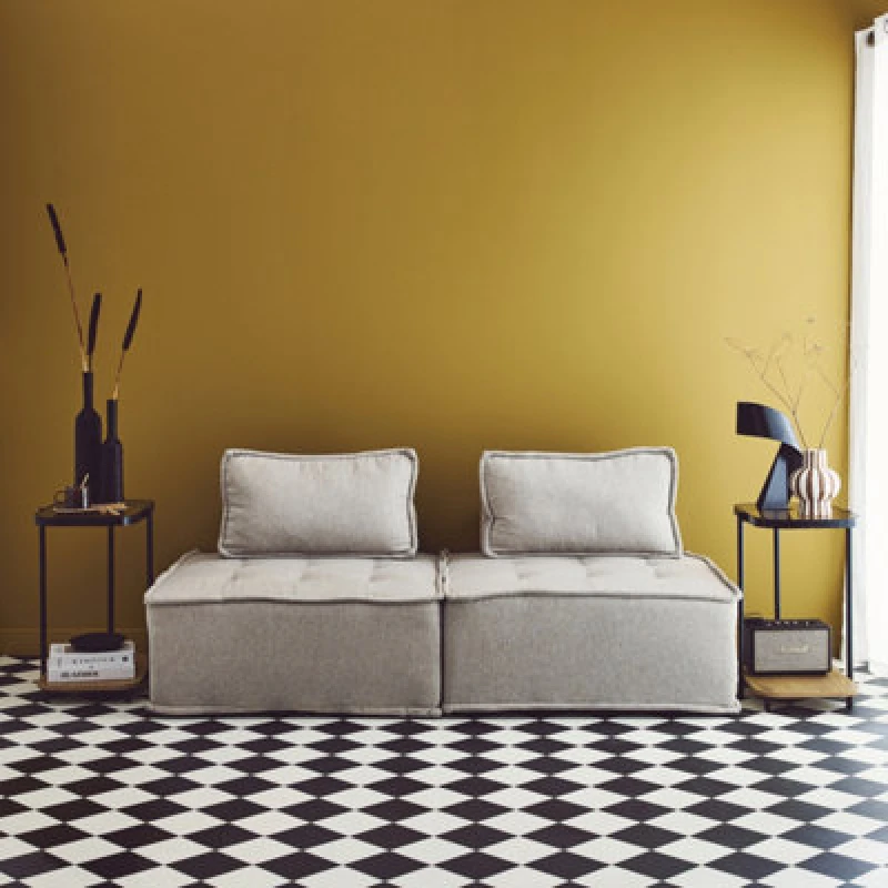 Image of sweeek Set Of 2 Vintage Black Metal Side Tables Light Brown