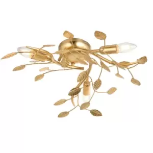 Image of Modena Decorative Flush Ceiling Lamp, Gold Leaf