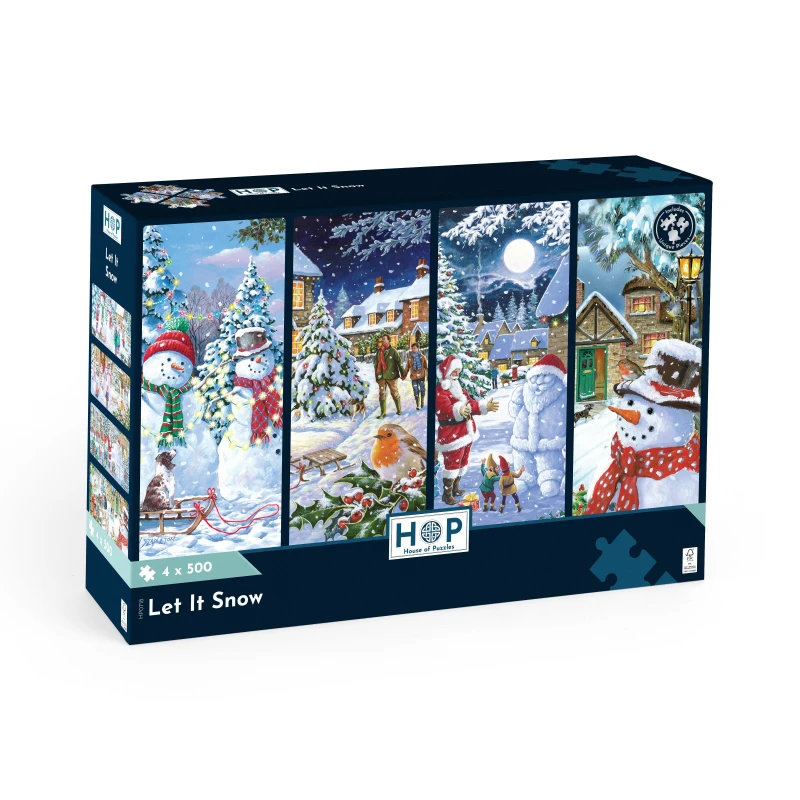 Image of The House Of Puzzles Let It Snow - 4 x 500 Piece Jigsaw Puzzles Multicolor Unisex 500 Piece