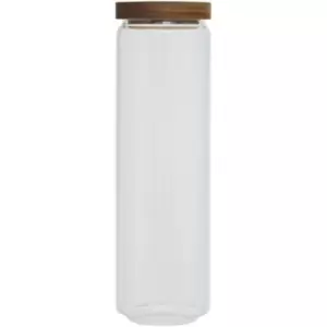 Image of 1600ml Round Clear Glass Jar With Acacia Wood Lid For Storage Multipurpose Stylish Lightweight Removable Lid w9 x d9 x h30cm - Premier Housewares