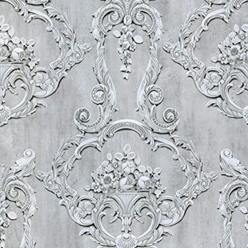 Image of Debona Grosvenor Floral Damask Grey Wallpaper 6217