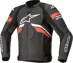 Image of Alpinestars GP Plus R V3 Rideknit Motorcycle Leather Jacket, black-white-red, Size 52, black-white-red, Size 52
