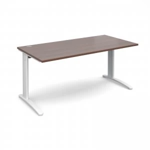 Image of TR10 Straight Desk 1600mm x 800mm - White Frame Walnut Top