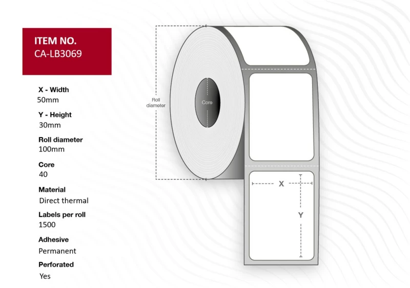 Image of Capture CA-LB3069 printer label White