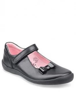 Image of Start-rite Girls Giggle Bow Mary Jane School Shoes - Black Leather, Size 2 Older