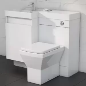 Image of 900mm White Toilet and Sink Unit Left Hand with Square Toilet- Agora