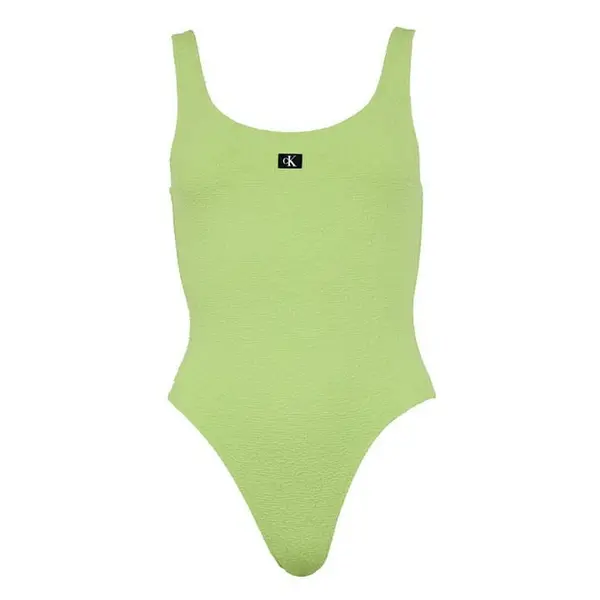 Image of Calvin Klein Calvin Open Bk 1Pc Ld43 Scoop Neck Swimsuits 8 (XS) Green 35403415310