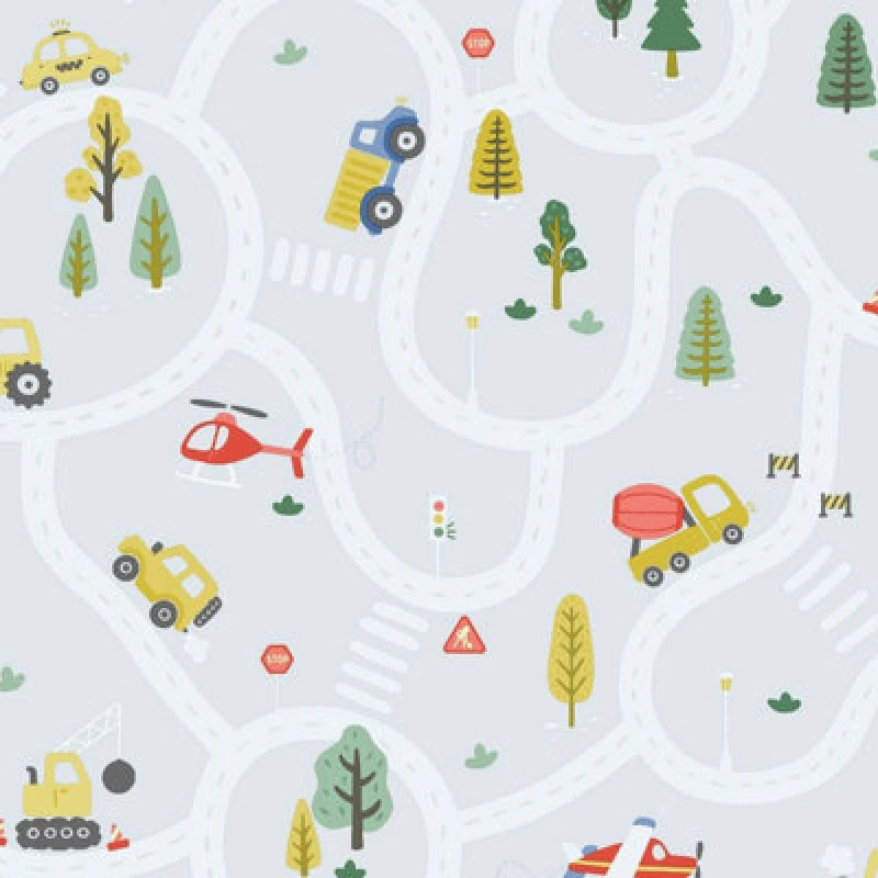 Image of Holden Decor Roundabout Road Wallpaper Light Blue / Multi Holden 14082