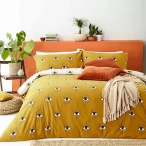 Image of Furn. Theia Double Duvet Cover Set Cotton Ochre