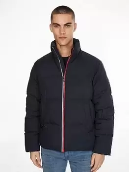 Image of Tommy Hilfiger Down Stand Up Collar Padded Jacket - Desert Sky Navy , Desert Sky Navy, Size S, Men