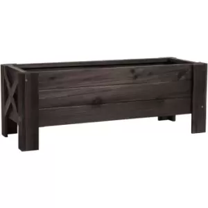 Image of Outsunny Wooden Garden Raised Bed Planter Grow Containers Pot, 100x36.5x36cm - Brown