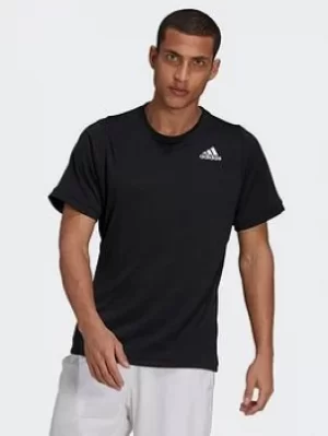 Image of adidas Tennis Freelift T-Shirt, Black/White, Size XL, Men