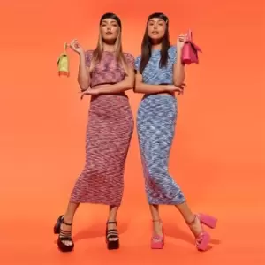 Image of Missguided Spacedye Midaxi Skirt - Pink