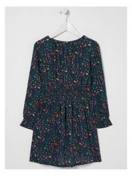 Image of FatFace Girls Woodland Floral Dress - Navy, Size 12-13 Years, Women