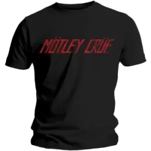 Image of Motley Crue - Distressed Logo Unisex Small T-Shirt - Black