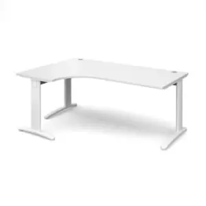 Image of Office Desk Left Hand Corner Desk 1800mm White Top With White Frame 1200mm Depth TR10 TDEL18WWH