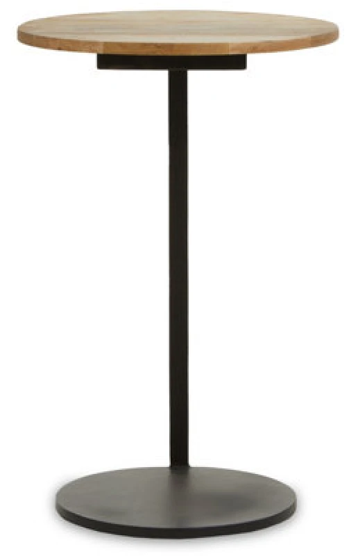 Image of Premier Housewares Modern Side Table, Wood Top Side Table, Metal and Wood Side Table, Contemporary Side Table for Living Room Black