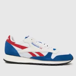 Image of Reebok White & Blue Classic Leather Trainers