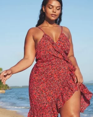 Image of Mala Cami Midi Wrap Leopard Print Dress