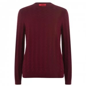 Image of Hugo Boss Satu Jacquard Knitted Jumper Wine Size L Women