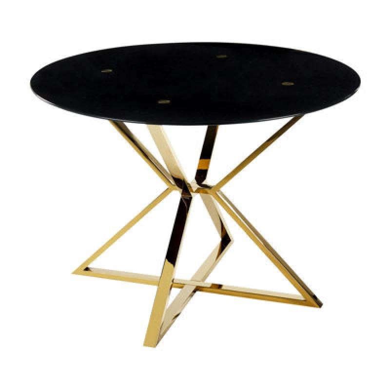 Image of Beliani Dining Table Bosco Black 105cm 105cm Tempered Glass