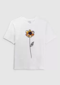 Image of Ps Paul Smith Womens Single Stem Flower T Shirt In White