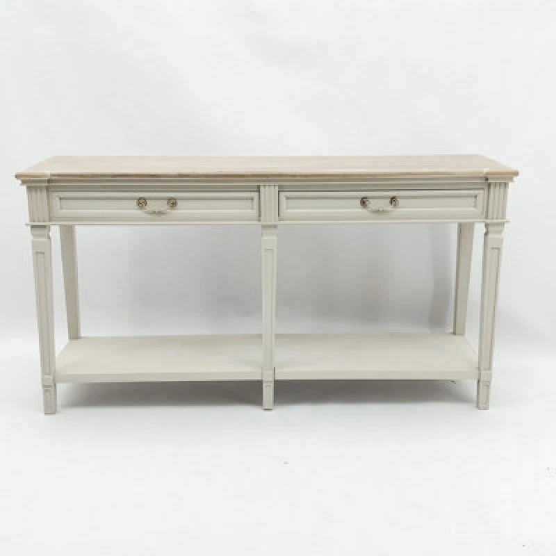 Image of Minster 2 Drawer Side Table - Wood - L40 X W150 X H78 Cm