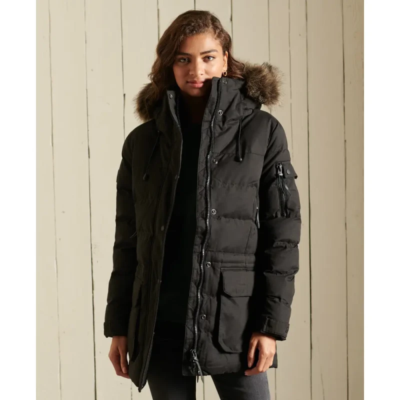 Image of Superdry Womens parka Superdry Expedition en microfibre Noir Female 38