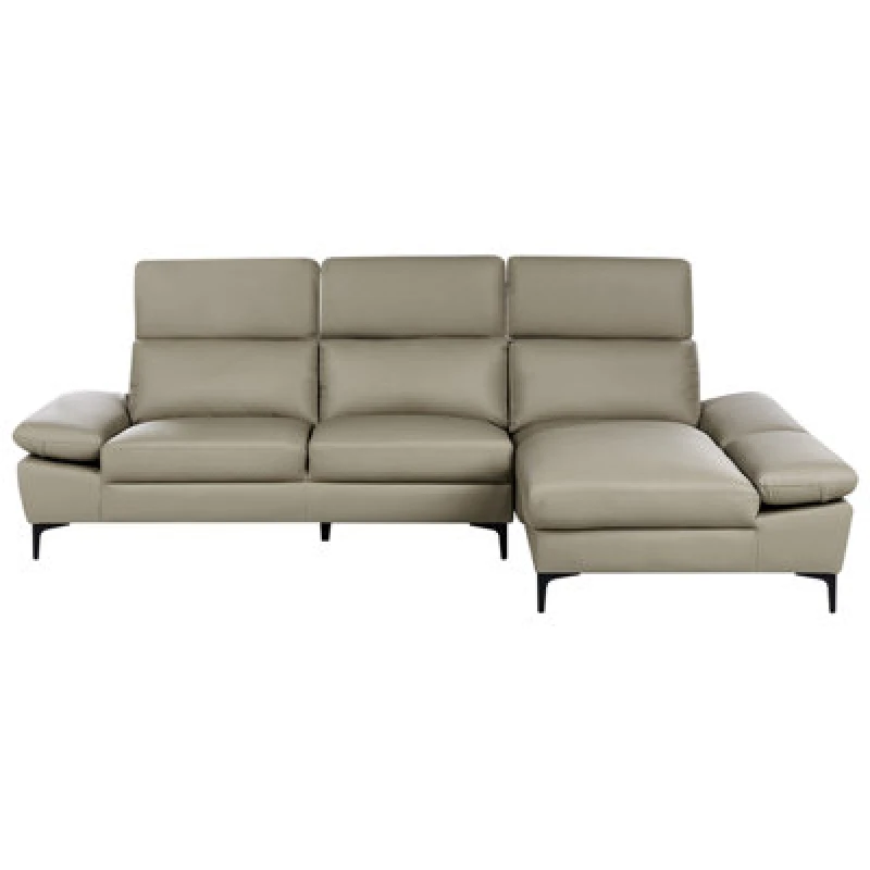 Image of Beliani Corner Sofa 4 Seater Farila Leather Taupe Adjustable Left Hand