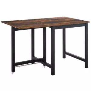 Image of HOMCOM Foldable Dining Table Drop Leaf Folding Side Console Writing Desk for Kitchen, Dining Room, Rustic Brown