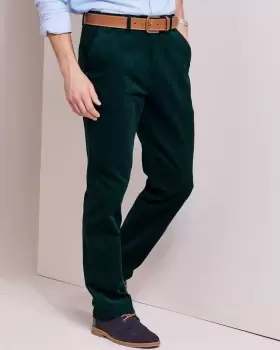 Image of Cotton Traders Mens Flat Front Cord Trousers in Green
