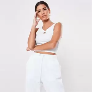 Image of Missguided Ribbed Sleeveless Tank Top - White