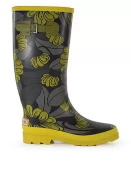 Image of Regatta X Kiely Full Length Wellington Boot - Grey Yellow , Grey/Yellow, Size 3, Women