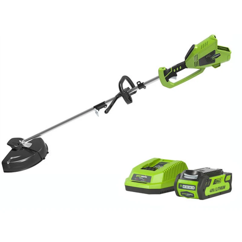 Image of Greenworks GD40BC 40v Cordless Brushless Grass Trimmer 350mm GD40BCK2X Batteries: 2 x 2ah Li-ion