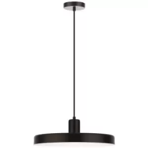 Image of Illinois 36cm Dome Pendant Ceiling Light Matt Black Steel Outside Shiny White Steel Inside LED E27 - Merano