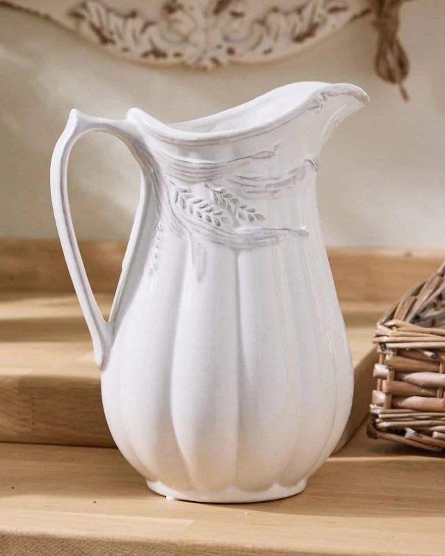 Image of Dibor Traditional White Ceramic Table Decor Flower Jug Pitcher Size: Large White Unisex Large