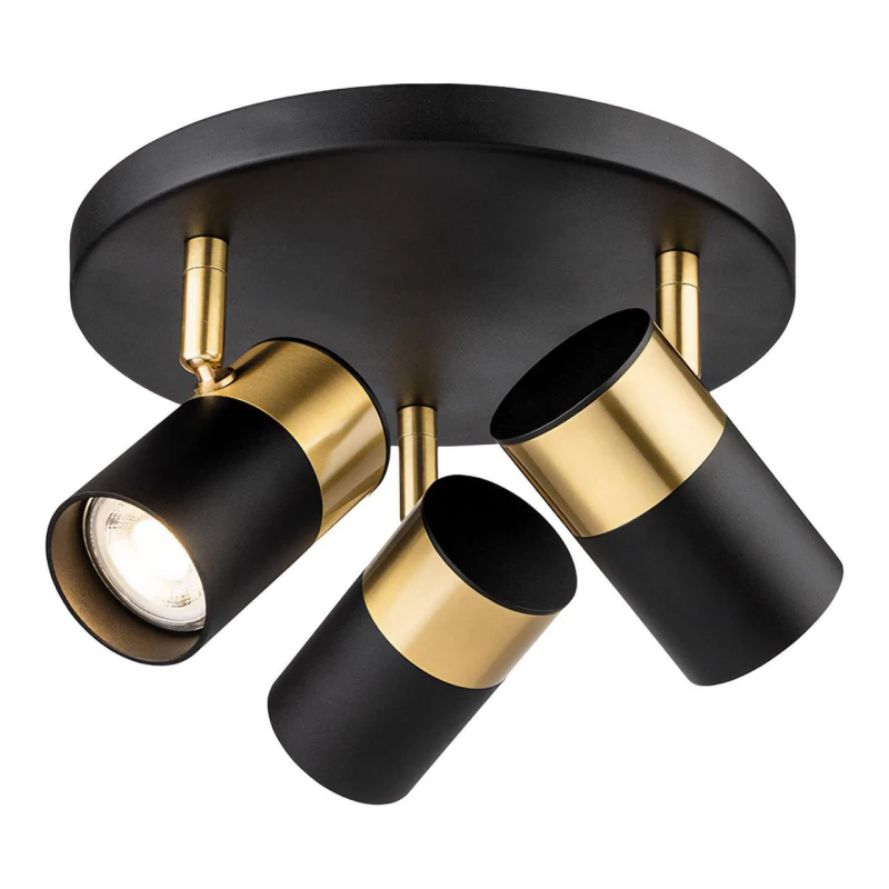 Image of Firstlight Roma 3-Light Ceiling Spotlight in Black and Brushed Brass